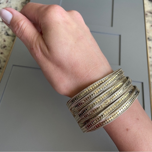 Anna Beck Massive Dotted Sterling Silver And Gold Vermeil Wide Cuff Brac… - Picture 9 of 10